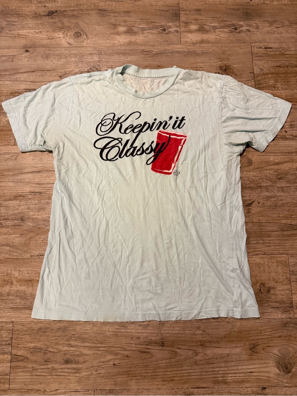 Keepin' It Classy Short Sleeve Tee - Light Blue with Red Graphic